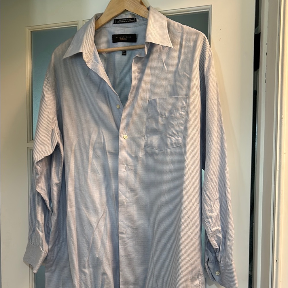 ALFRED SUNG Blue Casual Button Down Shirt